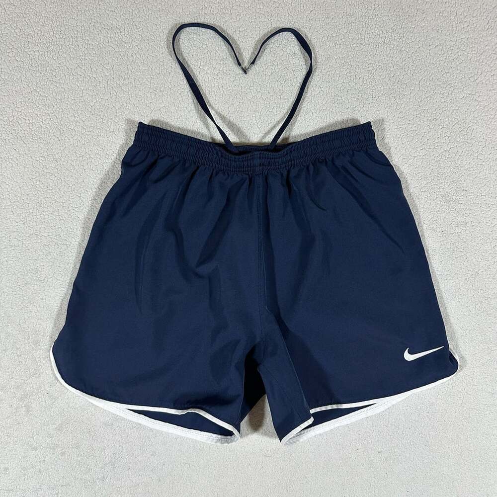 Nike Dri-FIT Womens Small Navy Blue Slim Fit Running Athletic Short Lined Swoosh